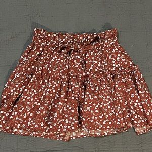 shein floral red skirt small